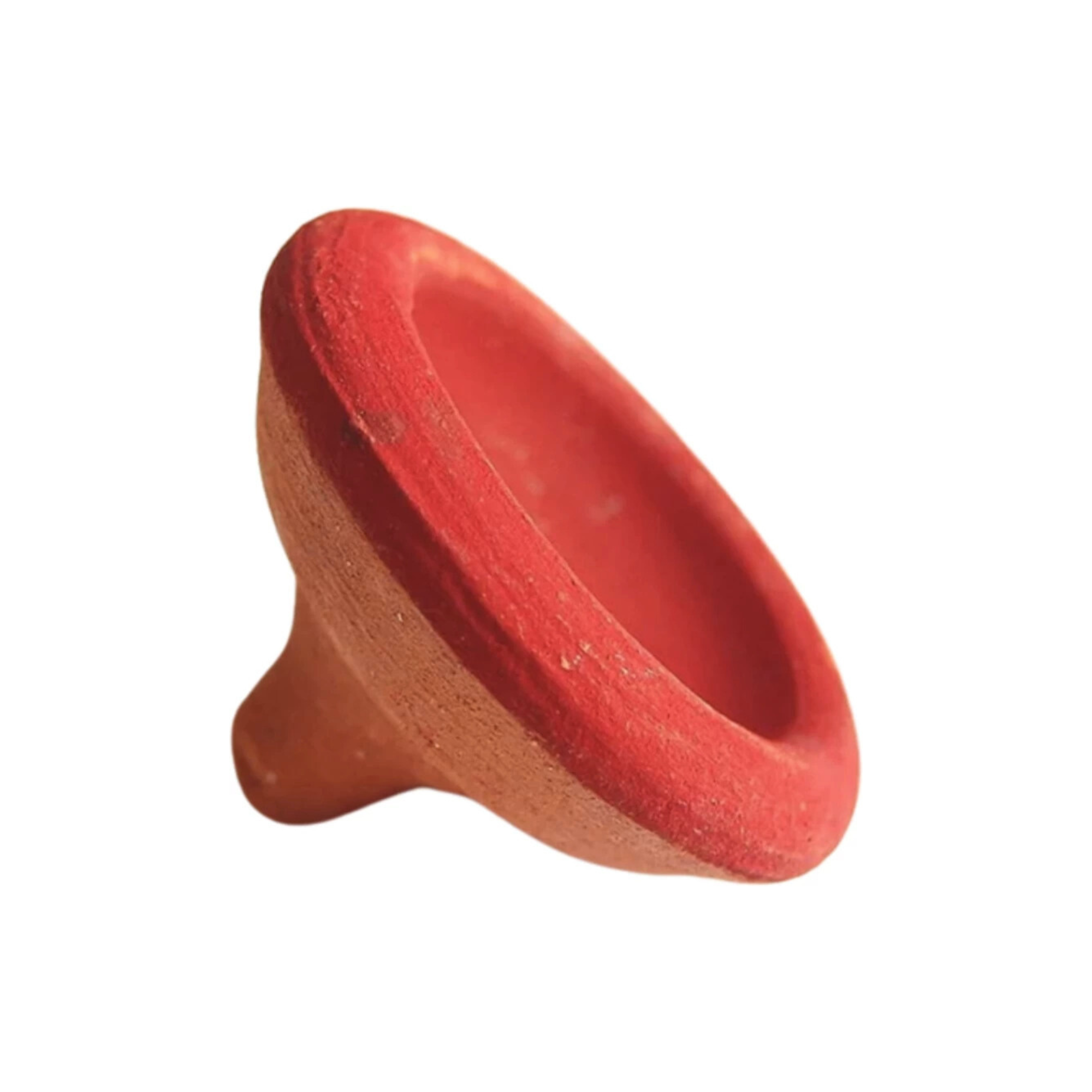 Red ceramic funnel on a white background