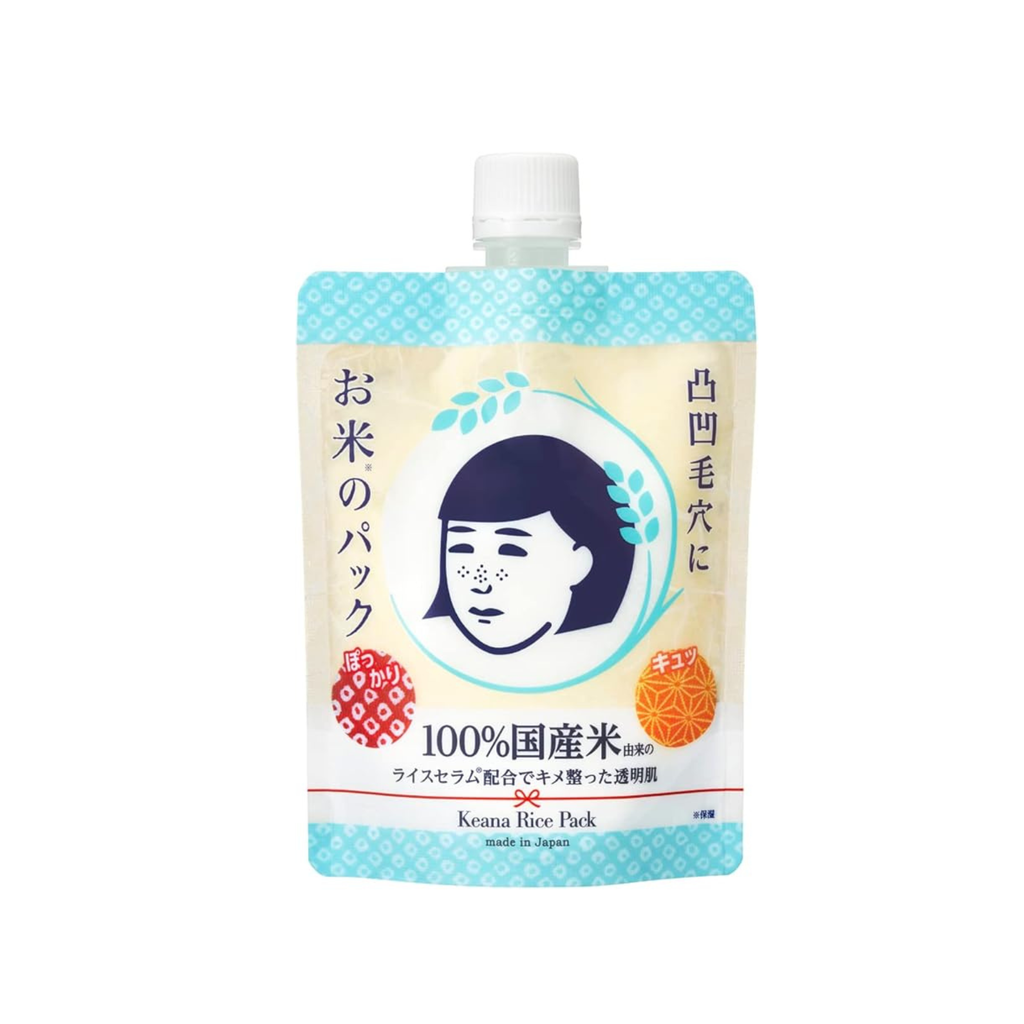 Packaging of a facial product with a face illustration and Japanese text on a white background