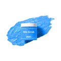 Nila blue scrub with a jar labeled 'Nila Scrub 265G' on a white background