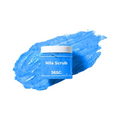 Nila blue scrub with a jar labeled 'Nila Scrub 365G' on a white background
