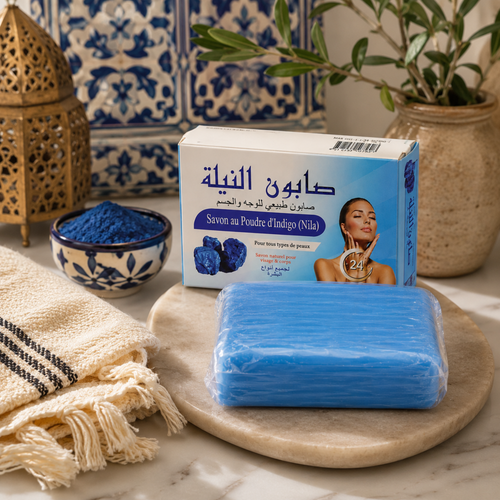 Authentic Moroccan Nila Indigo Soap - Natural Moroccan Indigo Cleansing Beauty Soap