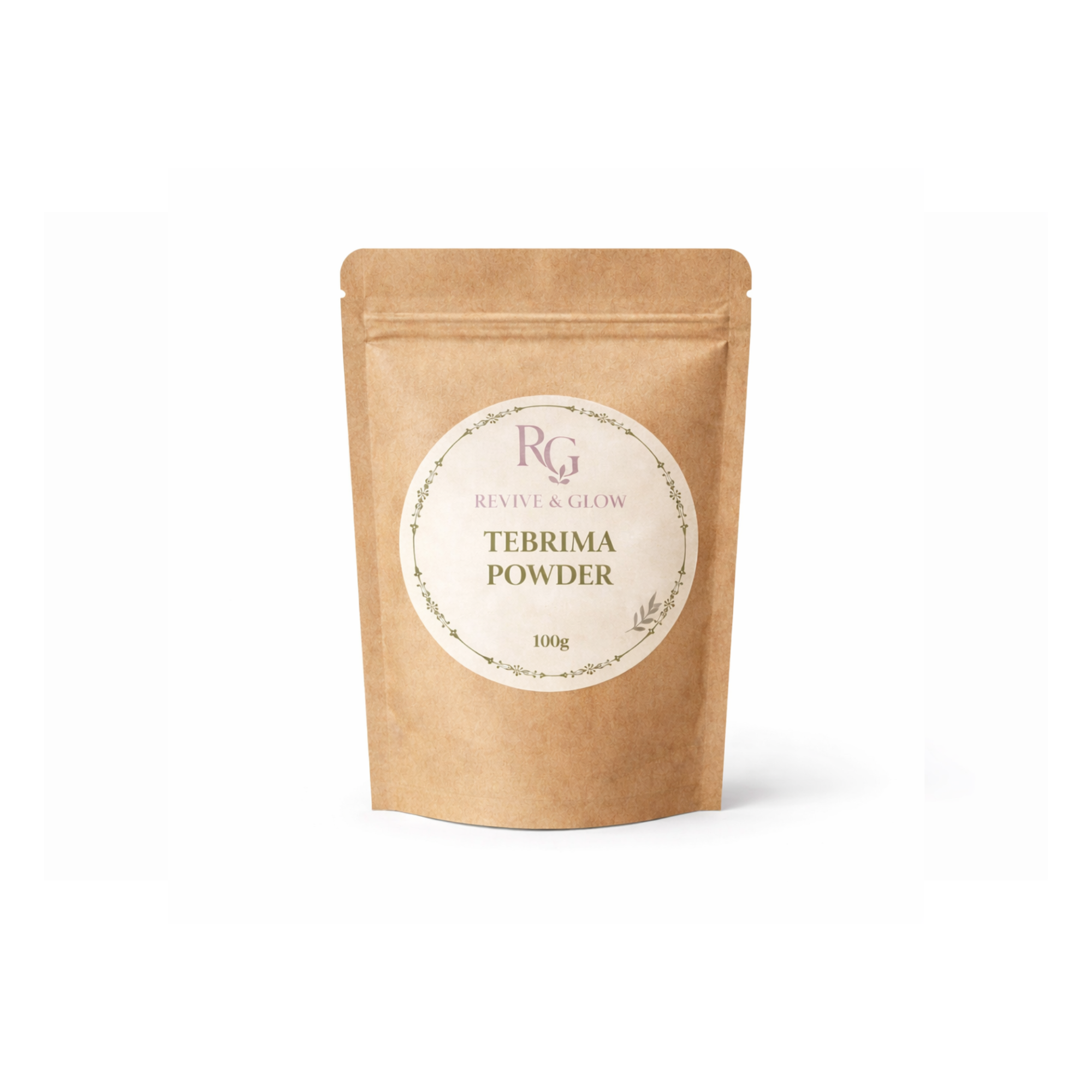 Tebrima powder in revive and glow packaging 100g