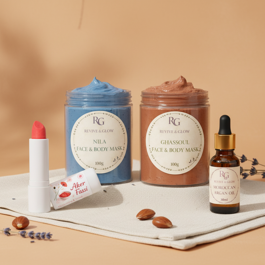 Nila, Ghassoul, Lip Balm & Argan Oil Bundle