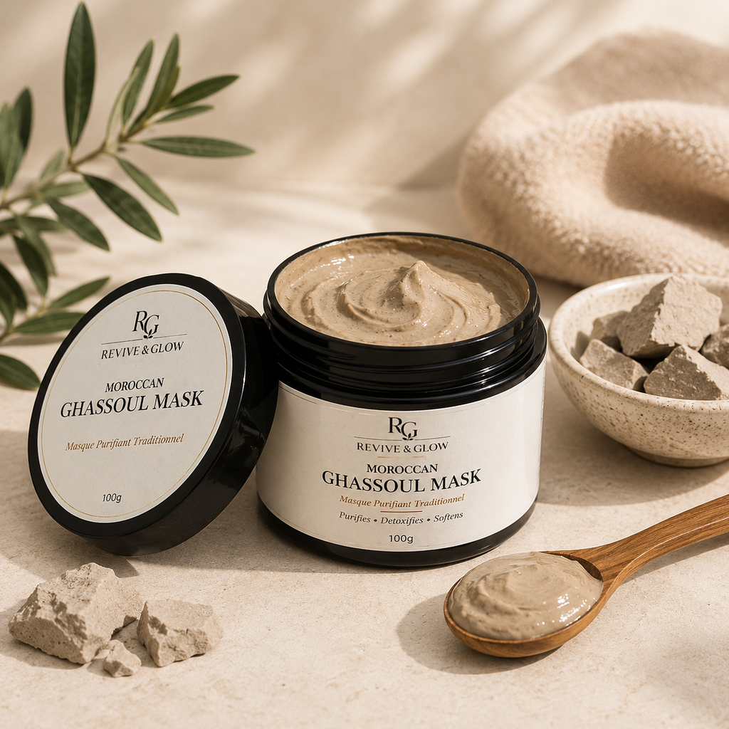 Ghassoul Face & Body Mask – Moroccan Cleansing Clay Mask (100g)
