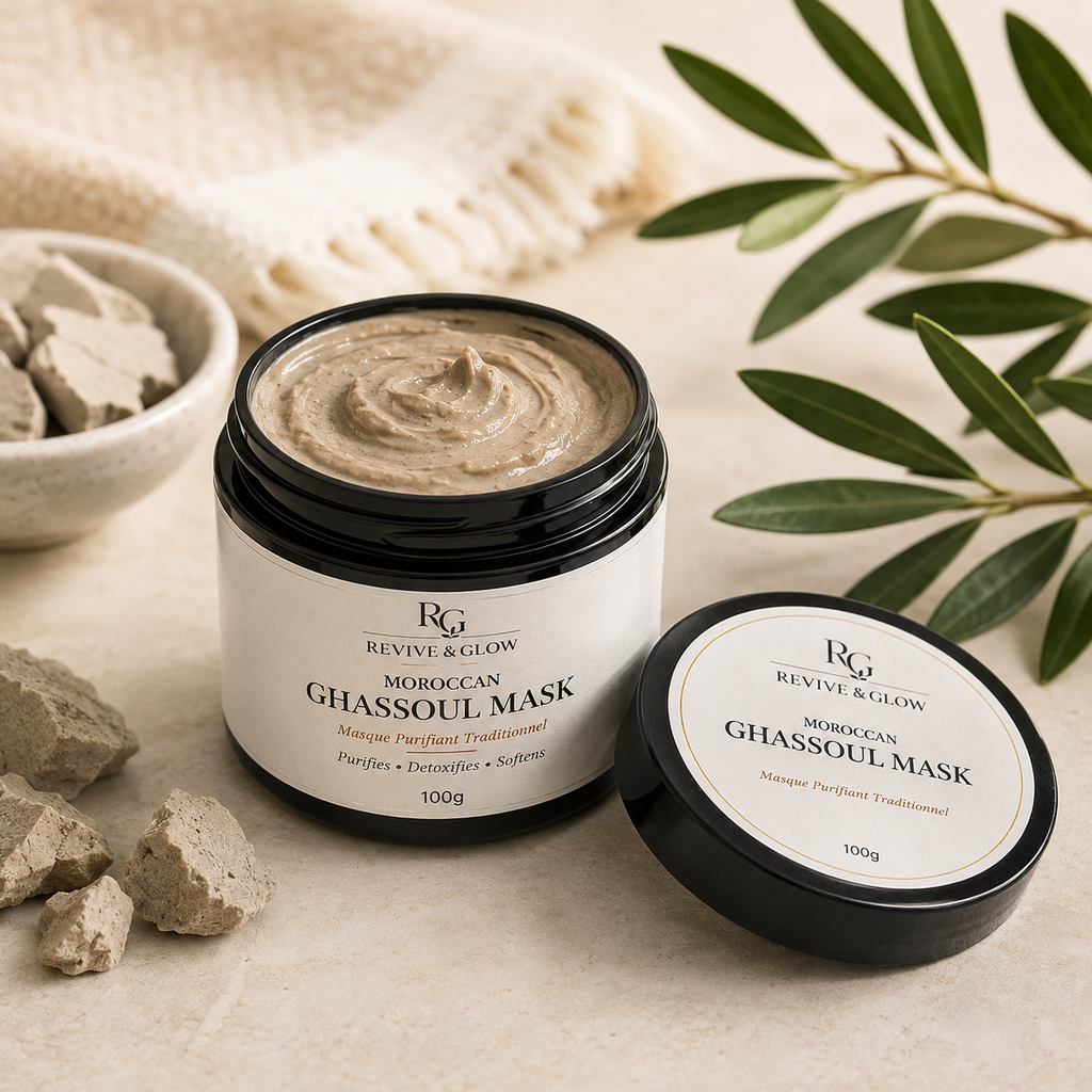 Ghassoul Face & Body Mask – Moroccan Cleansing Clay Mask (100g)