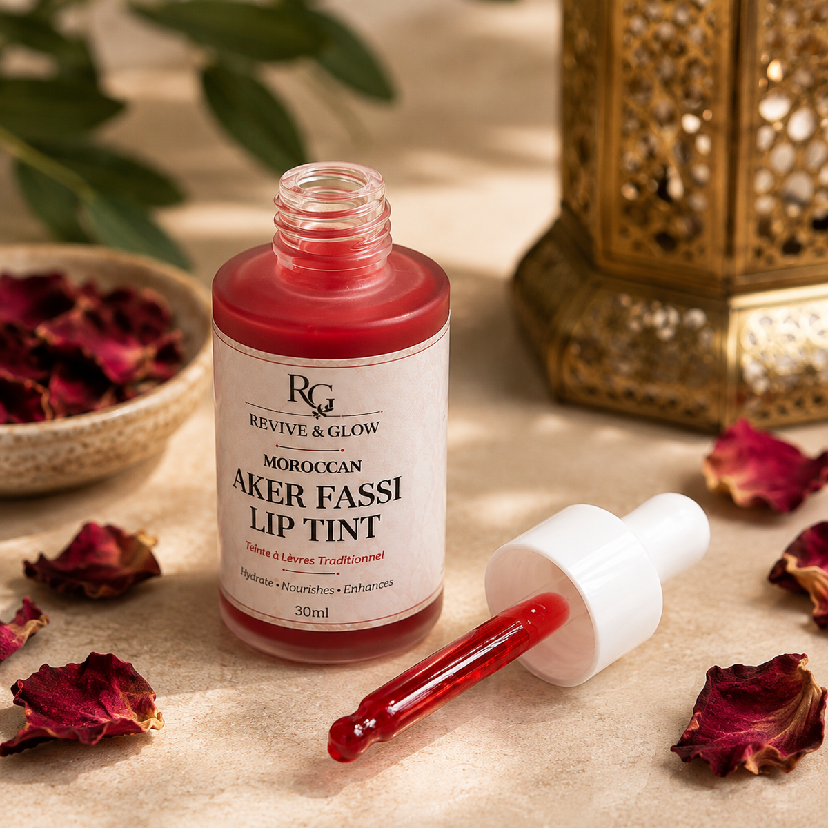 Aker Fassi natural red lip and cheek tint lifestyle image